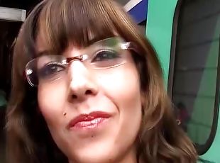French Milf with glasses picked up from train for her first big cock anal video tape