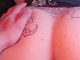 Tattoo Goth girl suck and fuck doggy POV