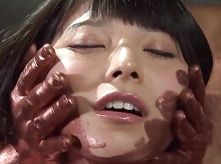 Painted cutie Ai Uehara rides the dick as passionately as she can