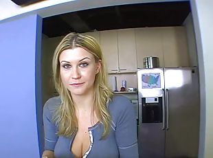 Sara is back for more sex and orgasm in her kitchen