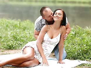 Brunette babe Victoria Sweet B gets stunningly fucked near a pond
