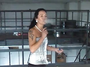 fumando, bolas, domínio-feminino