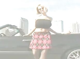 Vintage big tit blonde slut, perfect body in public