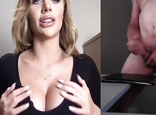 CFNM amateur busty milf seducing guy to masturbate in front of webcam