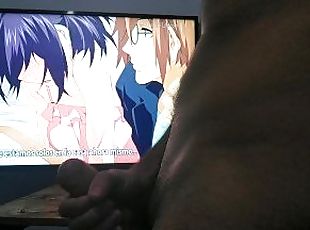 Sexy man masturbates watching hentai