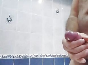 I cum a lot in a bathroom after an hour of jerking, slow motion