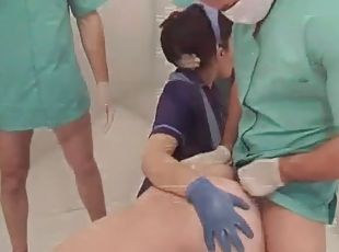 Dark haired French patient gets pounded by several doctors