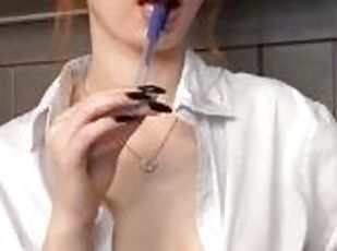 Biology teacher roleplay, hot ginger playing with her tits, leaked onlyfans footage