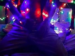 A delicious handjob under the Christmas lights