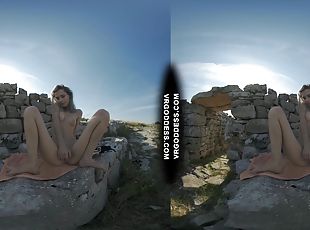 Poppy Risky Public Masturbation In Ancient Ruins On Vacation And Getting Caught By Tourists