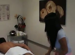 Nice big tits on the Asian girl who works the massage parlor