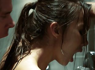 Asian beauty Katsuni double teamed in the gym showers
