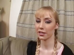 Little blonde whore sucks a cock