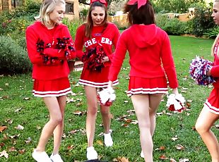 orgie, lesbisk, cheerleader, uniform, mini-kjol
