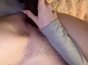 Fucking my tight pink pussy with this huge bbc dildo
