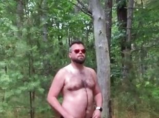 masturbácia, vonku, gejské, svalnaté, les, česanie