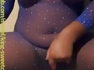Big Titty West Indian Ebony getting off in Blue Fishnet Bodysuit