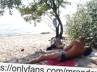 public beach. masturbation and cock sucking
