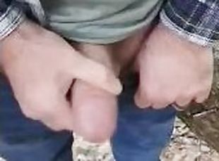 Beating my dick in the woods