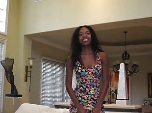 Ebony hottie loves going down on white guys with big dicks