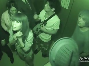 Stuck in the elevator Maika and Aoi Miyama - More at Caribbeanco
