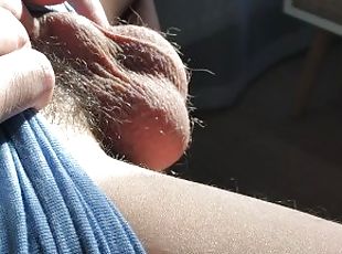 Jerking off hairy dick