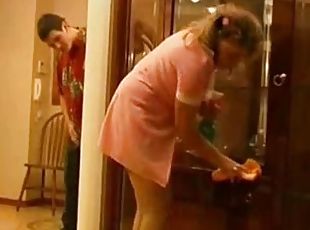 Lustful Mature Maid Gets Fucked and Facialized By Her Employer's Son