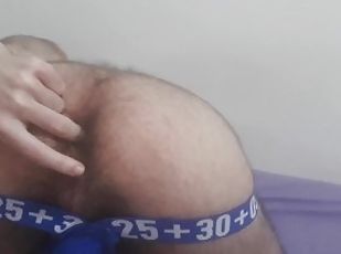 Fingering my Hairy Israeli otter ass until cum shot white load