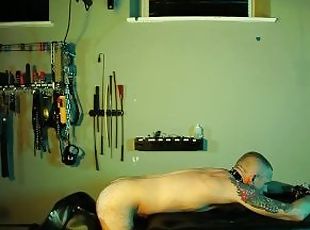 Gay Male Latex BDSM Master Dominates his Male Sub in the Dungeon
