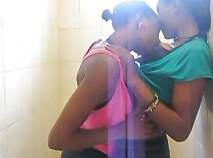 Hot Black Lesbians Playing With Eachother in Bathroom