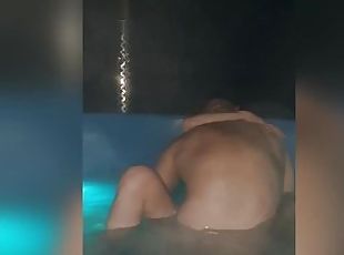 A young hotwife is caught with a neighbor in a hot tub. 8:34 best feeling when he does it.