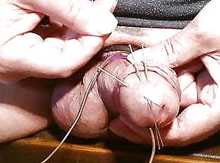 E-Stim and Needles in my Cock