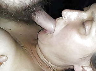 Horny wife gets facefucked witjh a cumshot in her mouth