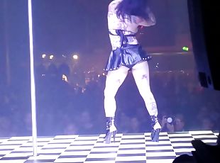 Curvy Joanna Angel gets on stage at the club and does a strip routine