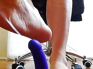 Twink practices his Messy Footjob on a dildo