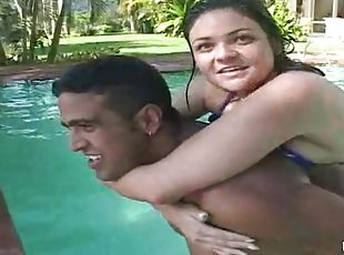 en-plein-air, hardcore, couple, brésil, piscine, musclé, réalité