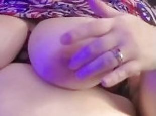 Playing with my huge tits and my big nipples
