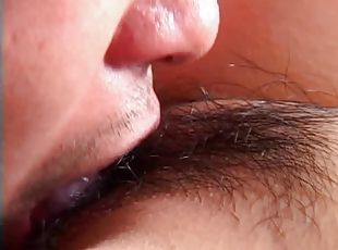 Cock hungry Japanese amateur moans as her hairy twat gets licked