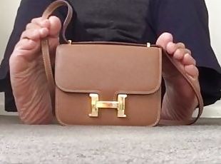 Designer handbag the temptation was too big needed to get my big feet all over the Hermès ????