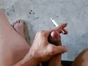 masturbación, público, amateur, paja, pajeándose, primera-persona, a-solas, fumando