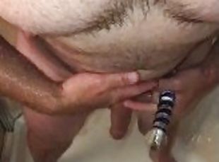 Hot Guy Showering Strokes His Cock Until He Shoots Out a Rope of Cum In Slow Motion & Samples Some