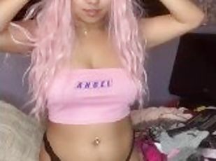 New Cute Asian Bunny With Pink Hair Shows Behind The Scenes Before Shooting Porn Shows Ass In Under