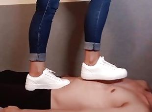 Trampling with my new white sneakers