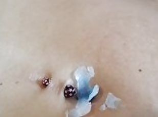removing dried wax from deep navel