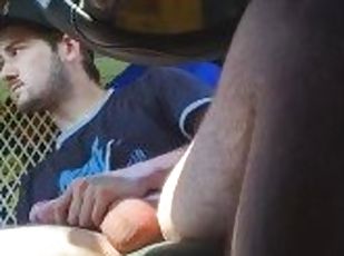 Jacking Off and Cumming in Car at Busy Public Parking Lot