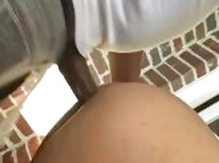 Blonde takes bbc outside then let’s him cum on her face