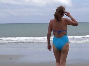 My wife cuckolds me on the beach with my best friend, she is fascinated by his huge cock