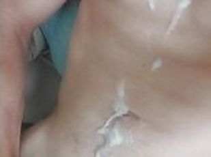 Muscle solo drenched in cum