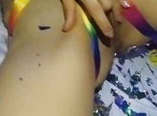 My Very First Video! Rainbow pussy wet!