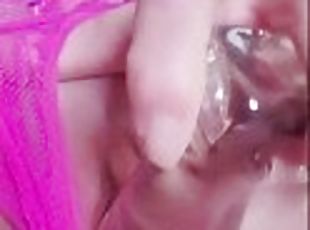 Strappy Pink Bra And Panties Closeup Dildo Fucking